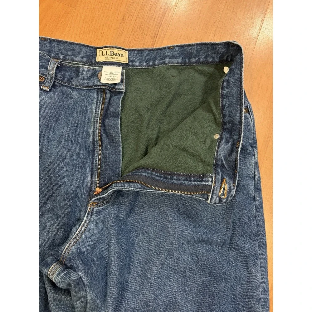 Vintage LL Bean Fleece Lined Relaxed Fit Jeans Mens 38x32 Blue Denim Straight